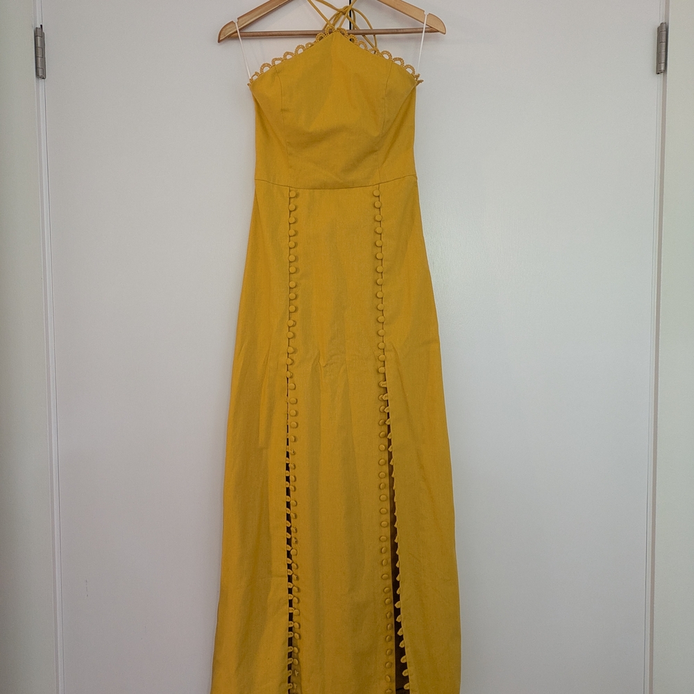 Petal & Pup Yellow Halter Maxi Gown